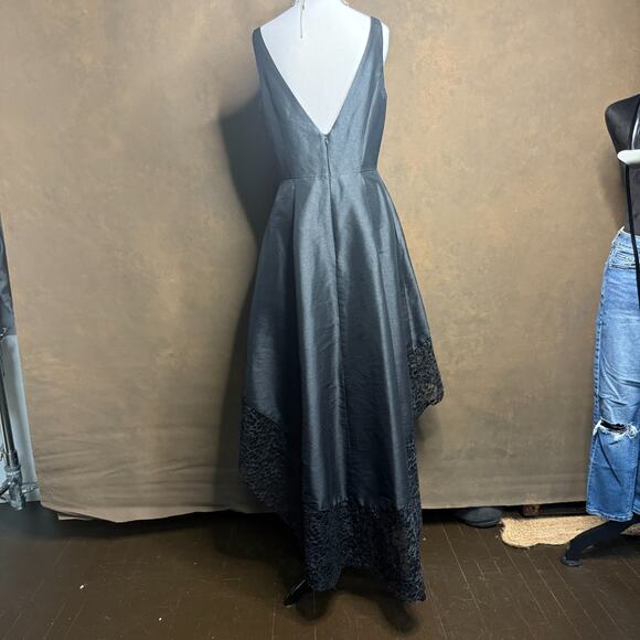 Monique Lhuillier ML Collection Black High-Low Lace Hem Gown – Size 10 - Picture 5 of 13